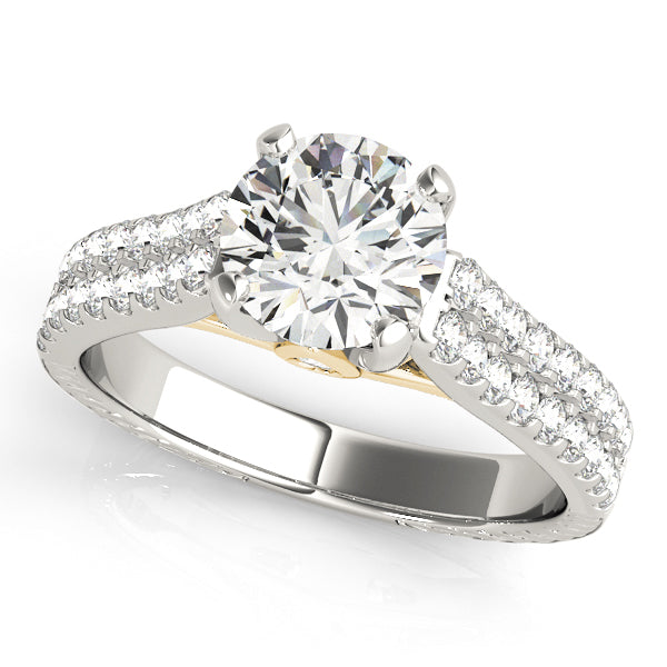 Pristine Pave Round Diamond Engagement Ring — 9K/18K Gold & Platinum