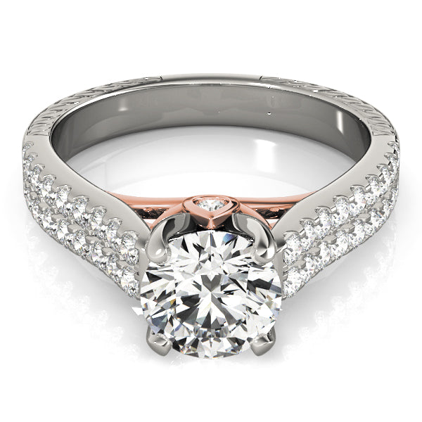 Pristine Pave Round Diamond Engagement Ring — 9K/18K Gold & Platinum