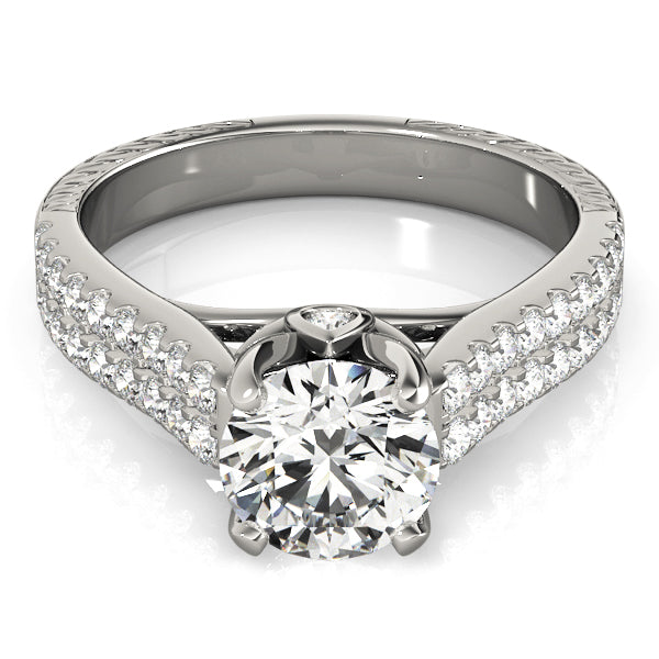 Pristine Pave Round Diamond Engagement Ring — 9K/18K Gold & Platinum