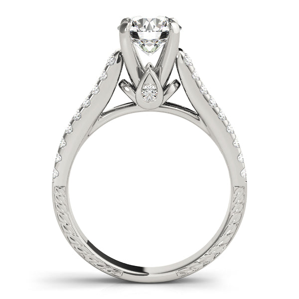 Pristine Pave Round Diamond Engagement Ring — 9K/18K Gold & Platinum
