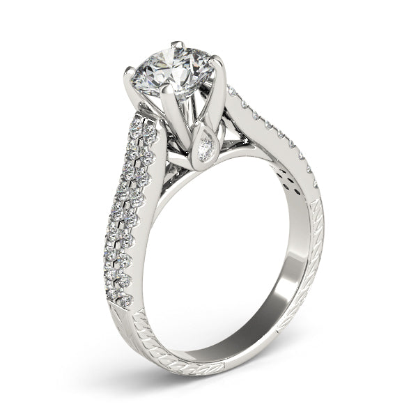 Pristine Pave Round Diamond Engagement Ring — 9K/18K Gold & Platinum