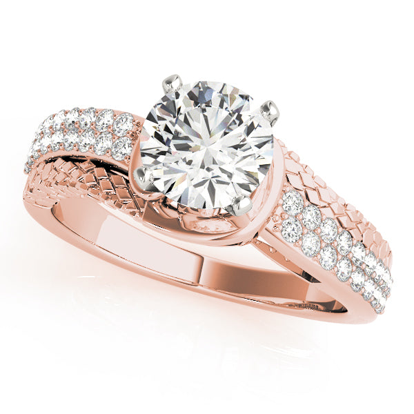 Resplendent Multi-Row Round Diamond Engagement Ring — 9K/18K Gold & Platinum