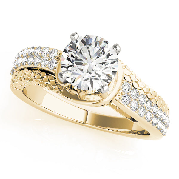 Resplendent Multi-Row Round Diamond Engagement Ring — 9K/18K Gold & Platinum