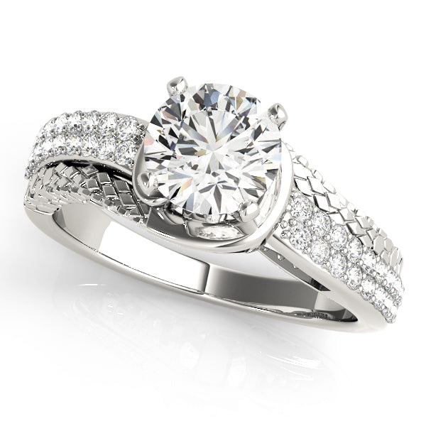 Resplendent Multi-Row Round Diamond Engagement Ring — 9K/18K Gold & Platinum