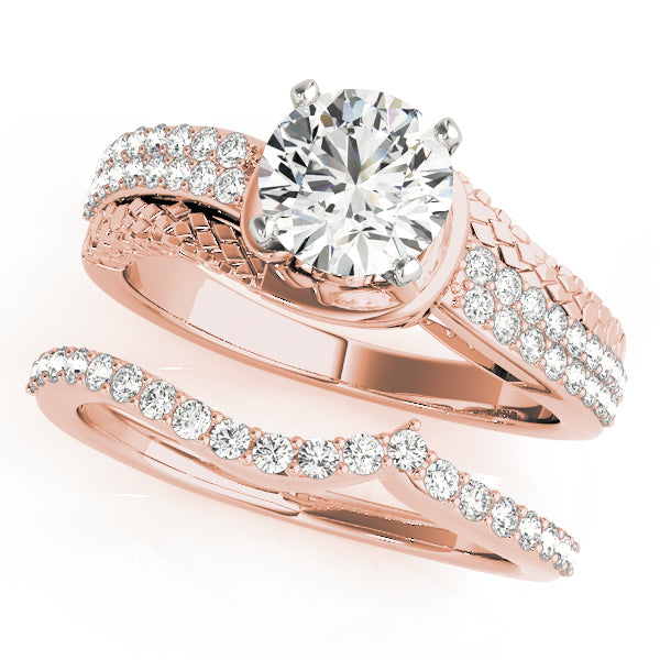 Resplendent Multi-Row Round Diamond Engagement Ring — 9K/18K Gold & Platinum