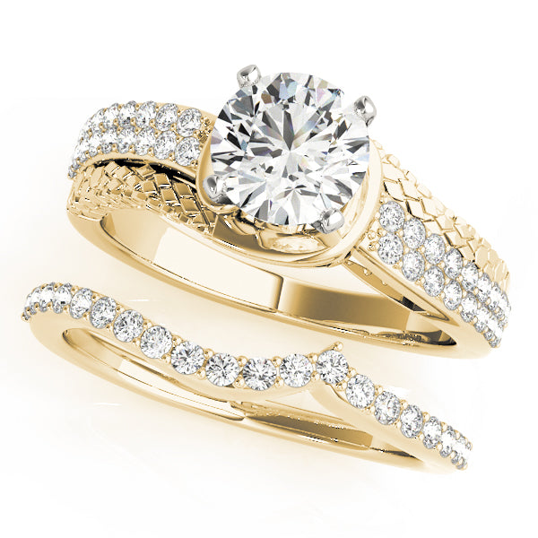 Resplendent Multi-Row Round Diamond Engagement Ring — 9K/18K Gold & Platinum