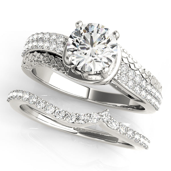 Resplendent Multi-Row Round Diamond Engagement Ring — 9K/18K Gold & Platinum