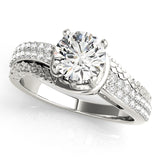Resplendent Multi-Row Round Diamond Engagement Ring — 9K/18K Gold & Platinum