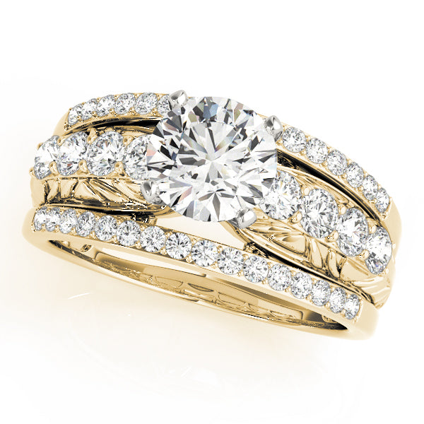 Noble Multi-Row Round Diamond Engagement Ring — 9K/18K Gold & Platinum