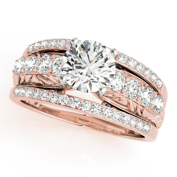 Noble Multi-Row Round Diamond Engagement Ring — 9K/18K Gold & Platinum