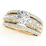 Noble Multi-Row Round Diamond Engagement Ring — 9K/18K Gold & Platinum