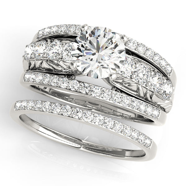 Noble Multi-Row Round Diamond Engagement Ring — 9K/18K Gold & Platinum