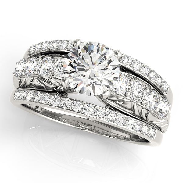 Noble Multi-Row Round Diamond Engagement Ring — 9K/18K Gold & Platinum
