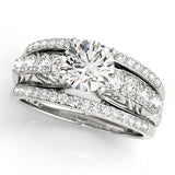 Noble Multi-Row Round Diamond Engagement Ring — 9K/18K Gold & Platinum