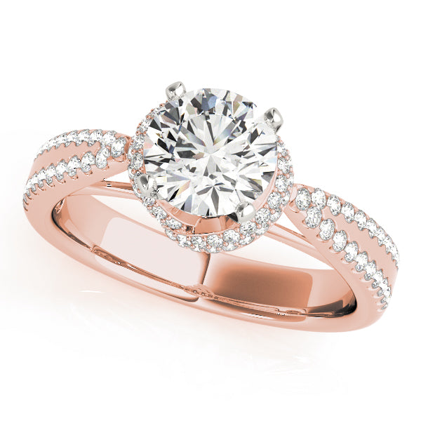 Elegant Multi-Row Round Diamond Engagement Ring — 9K/18K Gold & Platinum