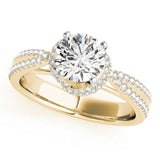 Elegant Multi-Row Round Diamond Engagement Ring — 9K/18K Gold & Platinum
