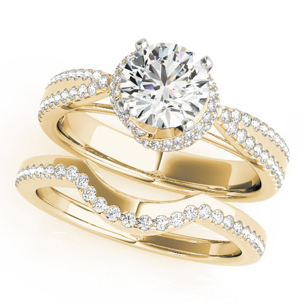 Elegant Multi-Row Round Diamond Engagement Ring — 9K/18K Gold & Platinum