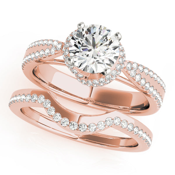 Elegant Multi-Row Round Diamond Engagement Ring — 9K/18K Gold & Platinum