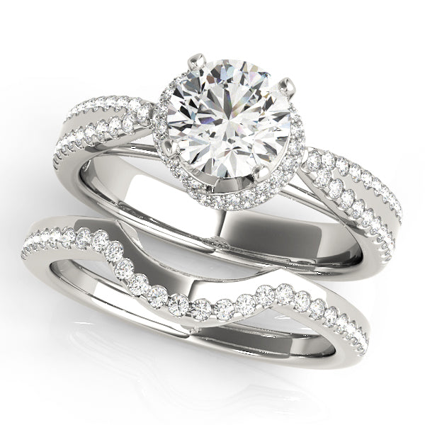 Elegant Multi-Row Round Diamond Engagement Ring — 9K/18K Gold & Platinum