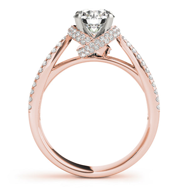 Elegant Multi-Row Round Diamond Engagement Ring — 9K/18K Gold & Platinum