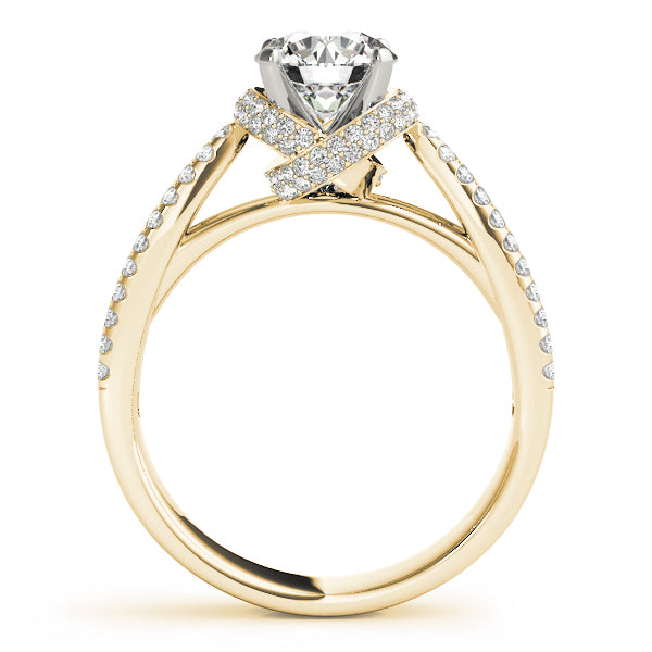 Elegant Multi-Row Round Diamond Engagement Ring — 9K/18K Gold & Platinum
