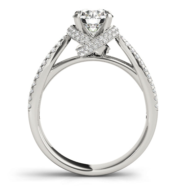Elegant Multi-Row Round Diamond Engagement Ring — 9K/18K Gold & Platinum