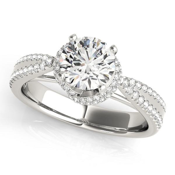 Elegant Multi-Row Round Diamond Engagement Ring — 9K/18K Gold & Platinum