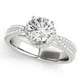 Elegant Multi-Row Round Diamond Engagement Ring — 9K/18K Gold & Platinum