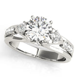 Vintage-Inspired Three-Stone Round Diamond Engagement Ring — 9K/18K Gold & Platinum