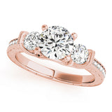 Heirloom Three-Stone Round Diamond Engagement Ring — 9K/18K Gold & Platinum