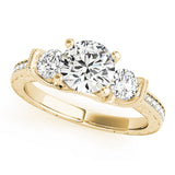 Heirloom Three-Stone Round Diamond Engagement Ring — 9K/18K Gold & Platinum