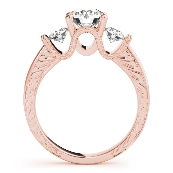 Heirloom Three-Stone Round Diamond Engagement Ring — 9K/18K Gold & Platinum