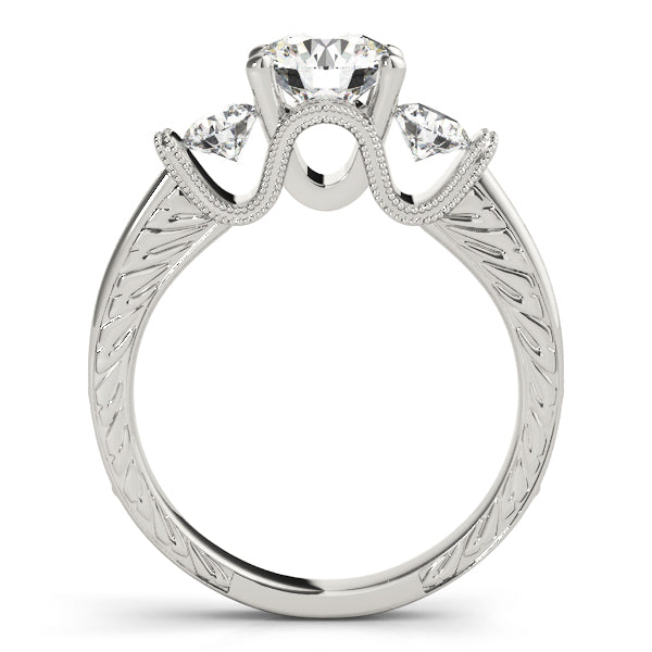 Heirloom Three-Stone Round Diamond Engagement Ring — 9K/18K Gold & Platinum