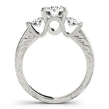 Heirloom Three-Stone Round Diamond Engagement Ring — 9K/18K Gold & Platinum