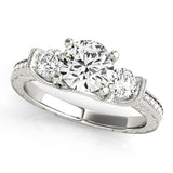 Heirloom Three-Stone Round Diamond Engagement Ring — 9K/18K Gold & Platinum