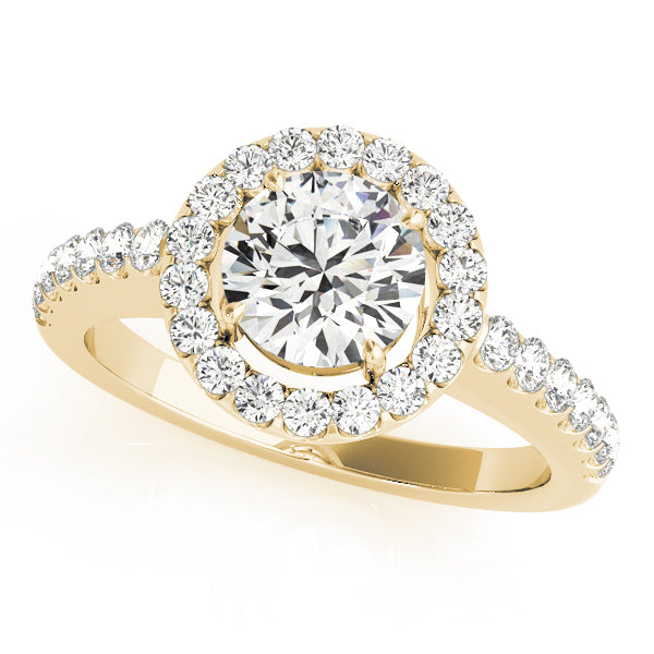 Luxe Halo Round Diamond Engagement Ring — 9K/18K Gold & Platinum