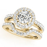 Luxe Halo Round Diamond Engagement Ring — 9K/18K Gold & Platinum