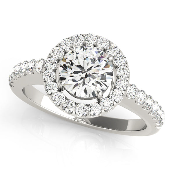 Luxe Halo Round Diamond Engagement Ring — 9K/18K Gold & Platinum