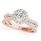 Refined Halo Round Diamond Engagement Ring — 9K/18K Gold & Platinum