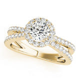 Refined Halo Round Diamond Engagement Ring — 9K/18K Gold & Platinum