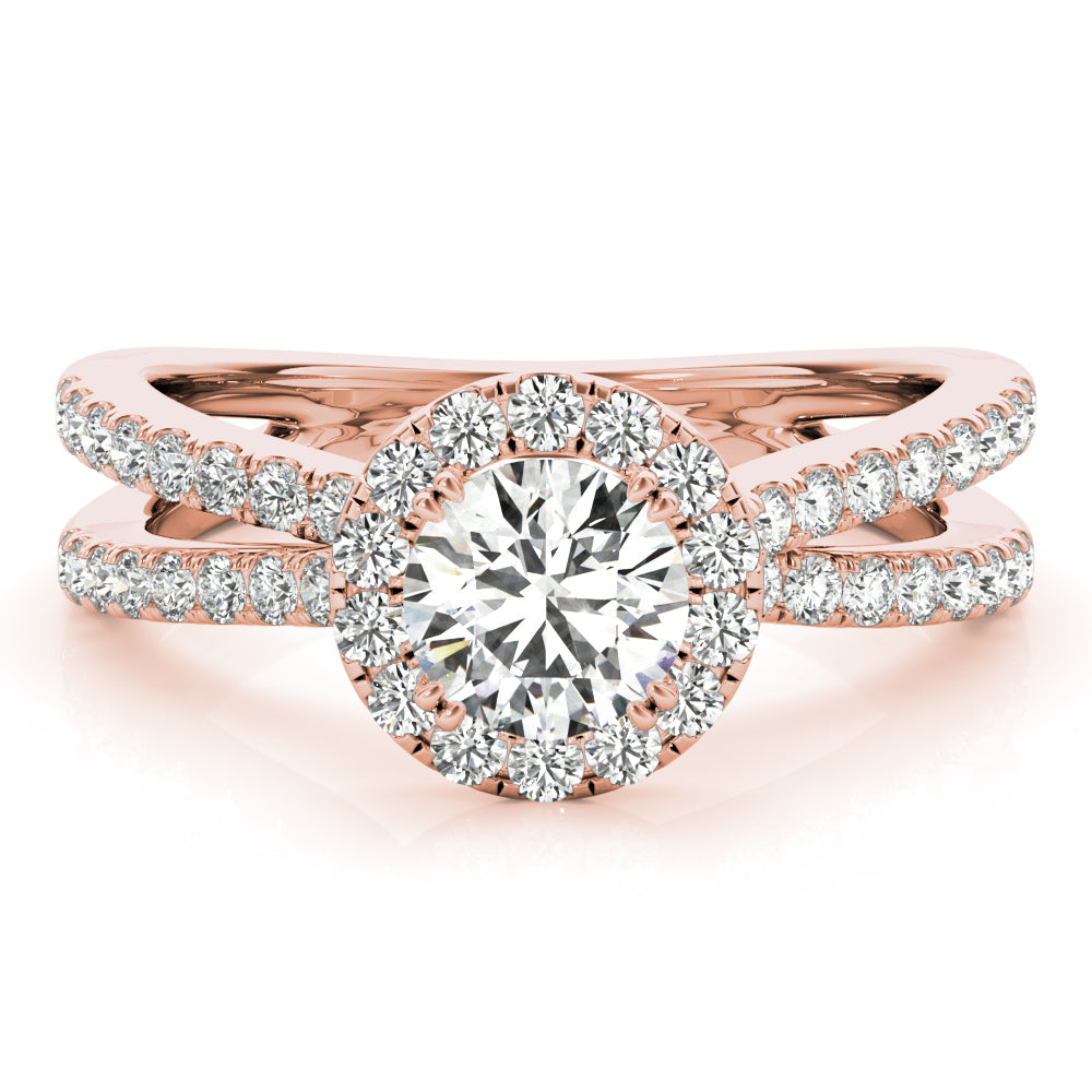 Refined Halo Round Diamond Engagement Ring — 9K/18K Gold & Platinum