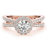Refined Halo Round Diamond Engagement Ring — 9K/18K Gold & Platinum