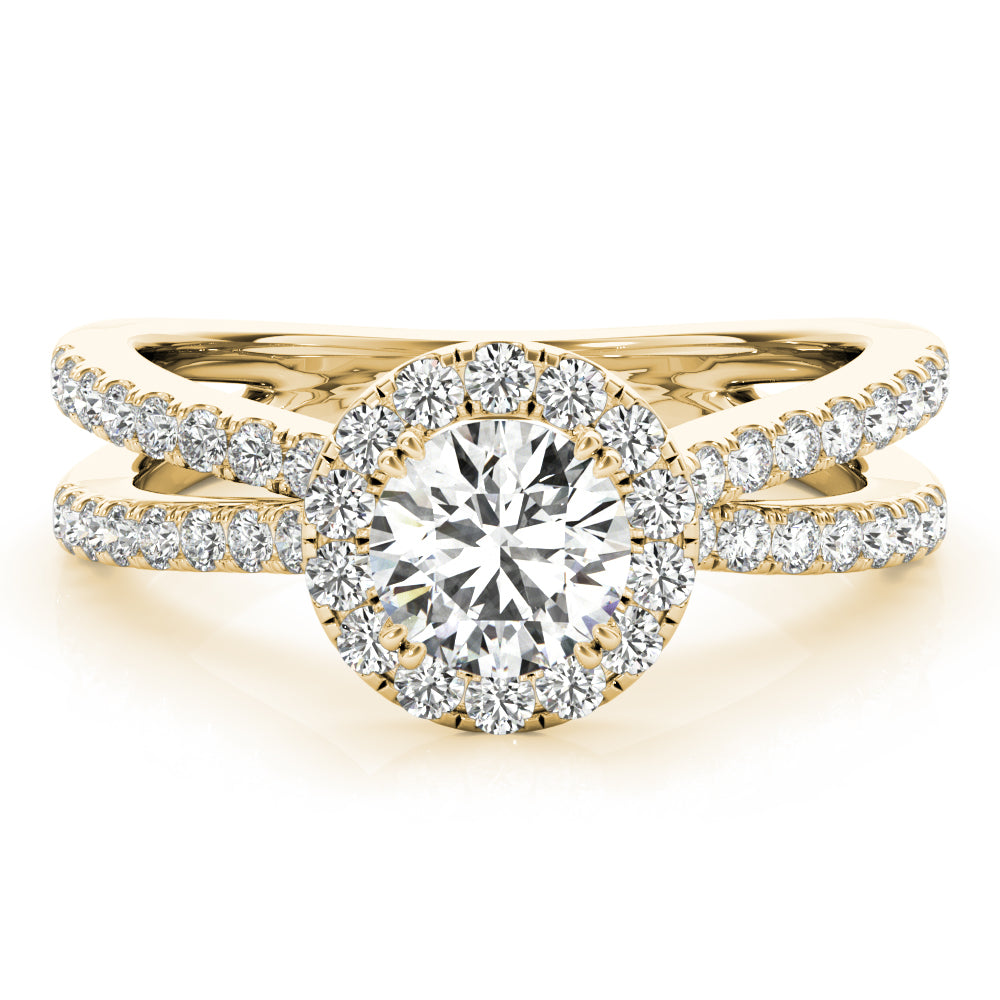 Refined Halo Round Diamond Engagement Ring — 9K/18K Gold & Platinum