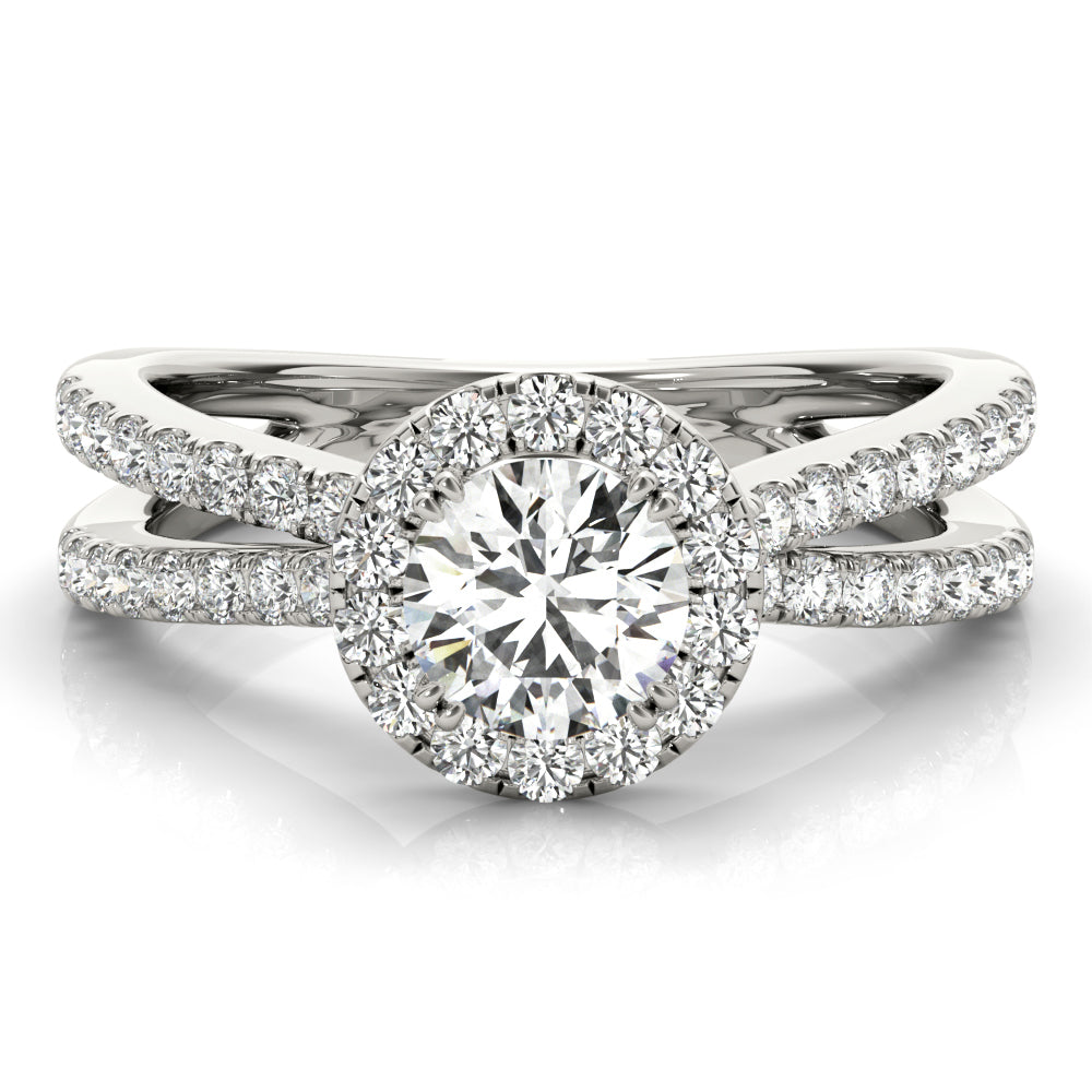 Refined Halo Round Diamond Engagement Ring — 9K/18K Gold & Platinum