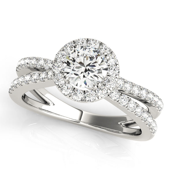 Refined Halo Round Diamond Engagement Ring — 9K/18K Gold & Platinum