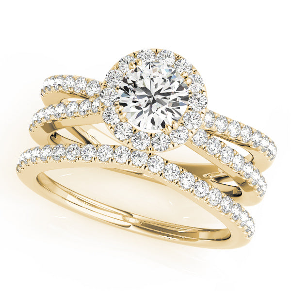 Refined Halo Round Diamond Engagement Ring — 9K/18K Gold & Platinum