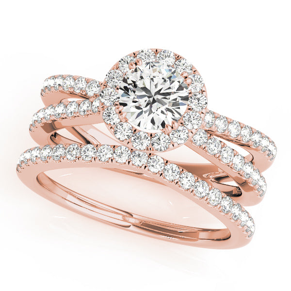 Refined Halo Round Diamond Engagement Ring — 9K/18K Gold & Platinum