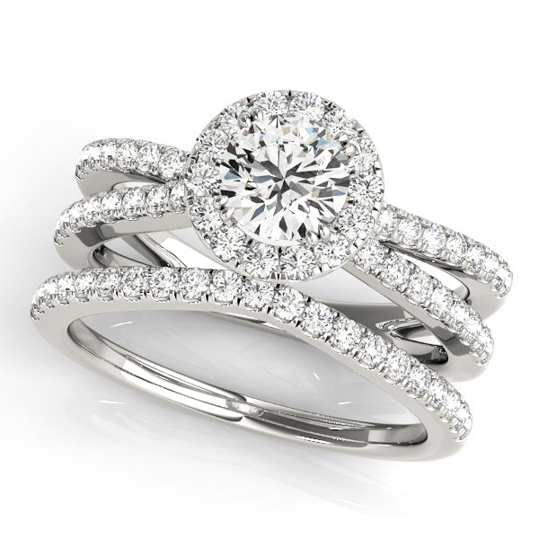 Refined Halo Round Diamond Engagement Ring — 9K/18K Gold & Platinum