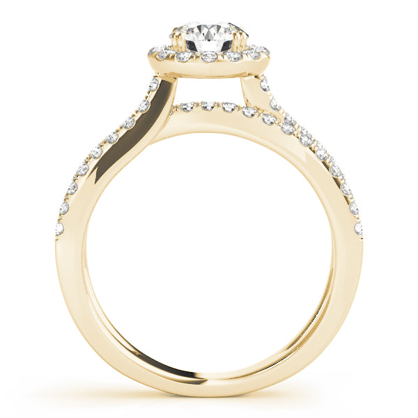 Refined Halo Round Diamond Engagement Ring — 9K/18K Gold & Platinum