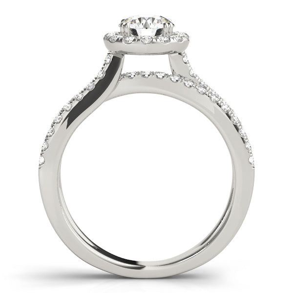 Refined Halo Round Diamond Engagement Ring — 9K/18K Gold & Platinum